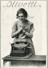 PUBBL. 1922 MACCHINA DA SCRIVERE OLIVETTI M.20 IVREA SEGRETARIA CONTEMPLAZIONE