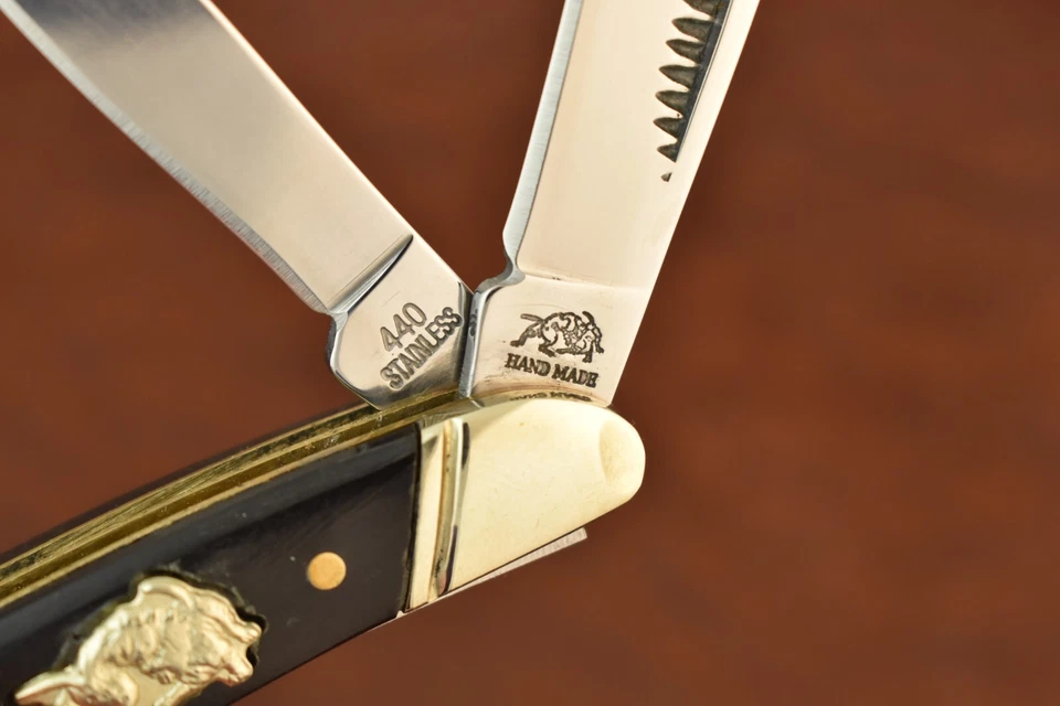 CUCHILLO BULLDOG BRAND INTERNATIONAL BLUACK CUERNO DE BÚFALO GENUINO CACAHUETE (21812) Foto 3 de 4