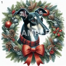 Greyhound Acrylic Round Christmas Ornament choice of 1 