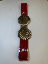 Seashell Belt Red Scaled Elastic Belt 7  Buckle Waist 27 Stretchy Unsigned