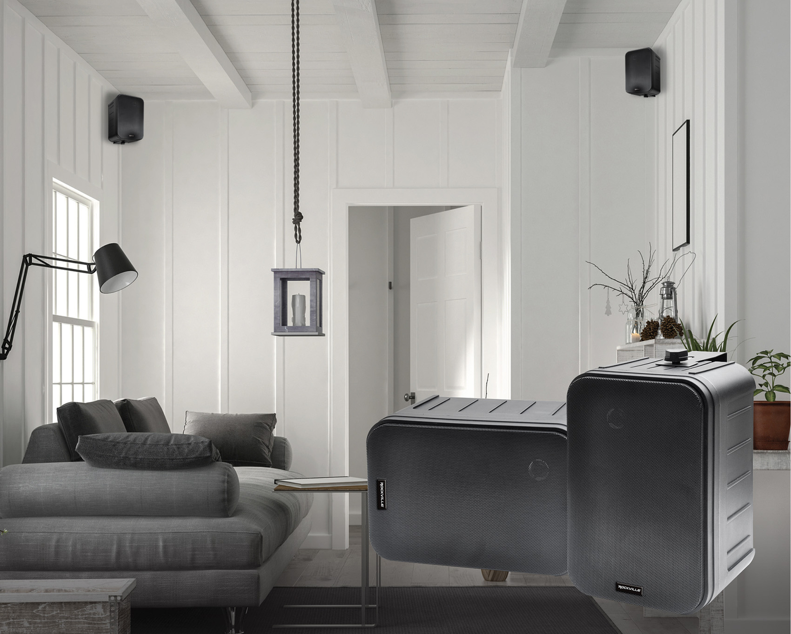 4 Колонки Rockville HP65S 65 Black Marine Box с поворотным кронштейном для лодок