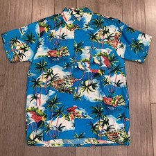 Vtg 50s 60s Aloha Sportswear Shirt Rayon Loop Collar Hawaiian Japan Mens Medium