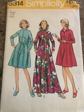    1972 SIMPLICITY 5314-LADIES TWO LENGTH ZIP DOWN CAFTAN ROBE PATTERN 8-10 FF