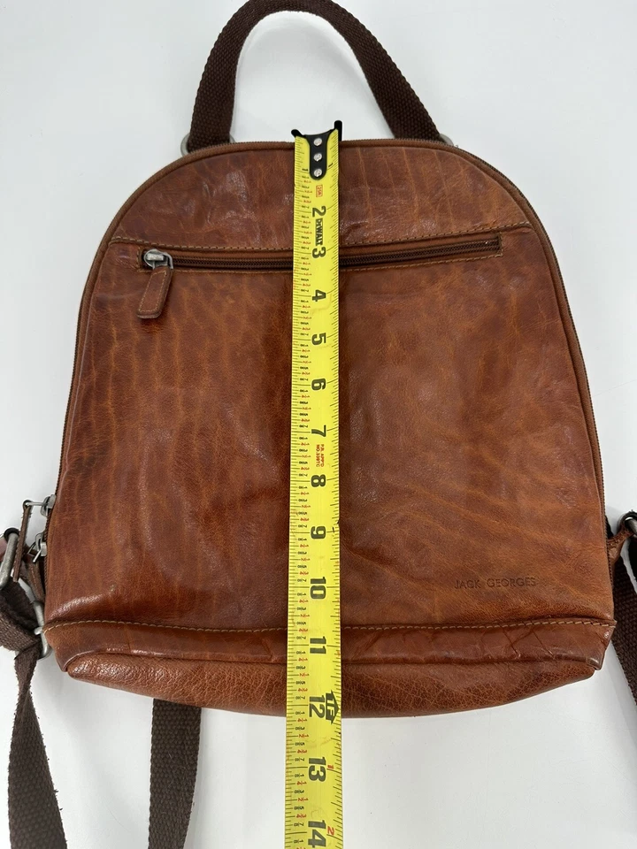 Jack Georges Pequeña Mochila Cartera Convertible Bandolera Cuero Marrón Viaje Foto 4 de 4