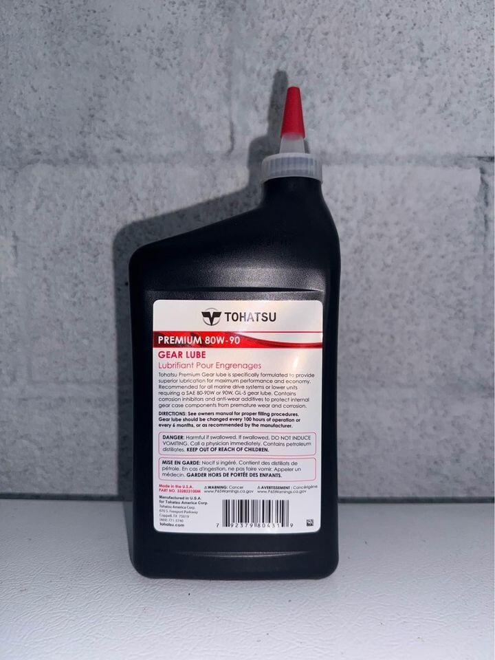 Tohatsu OEM Premium Outboard 80W-90 Quart Gear Lube Gear Oil P/N 332823100M