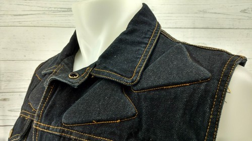 Black Vest Jean Jacket Denim Xelement Armor Padded Motorcycle Size XL - Picture 3 of 9