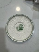 WEDGWOOD PATRICIAN Torbay Green Transferware Tea Cup Saucer Made In England 1