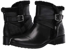 NEW EASY SPIRIT BLACK LEATHER FUR  COMFORT BOOTS SIZE 8.5 W WIDE $139