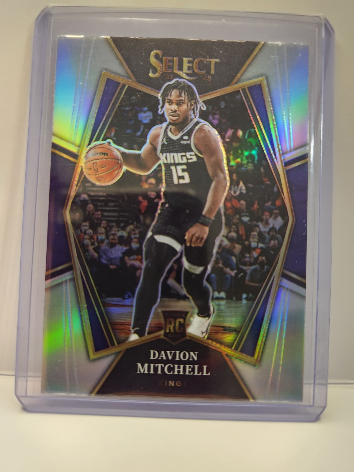 2021-22 Panini Select Davion Mitchell Premier Level Silver Prizm RC #118 Kings