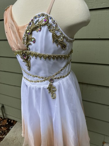 Vestido de Ballet Profesional Rosa Melocotón Blanco Talismán Cupido Diana Disfraz L 13 14 - Imagen 4 de 10