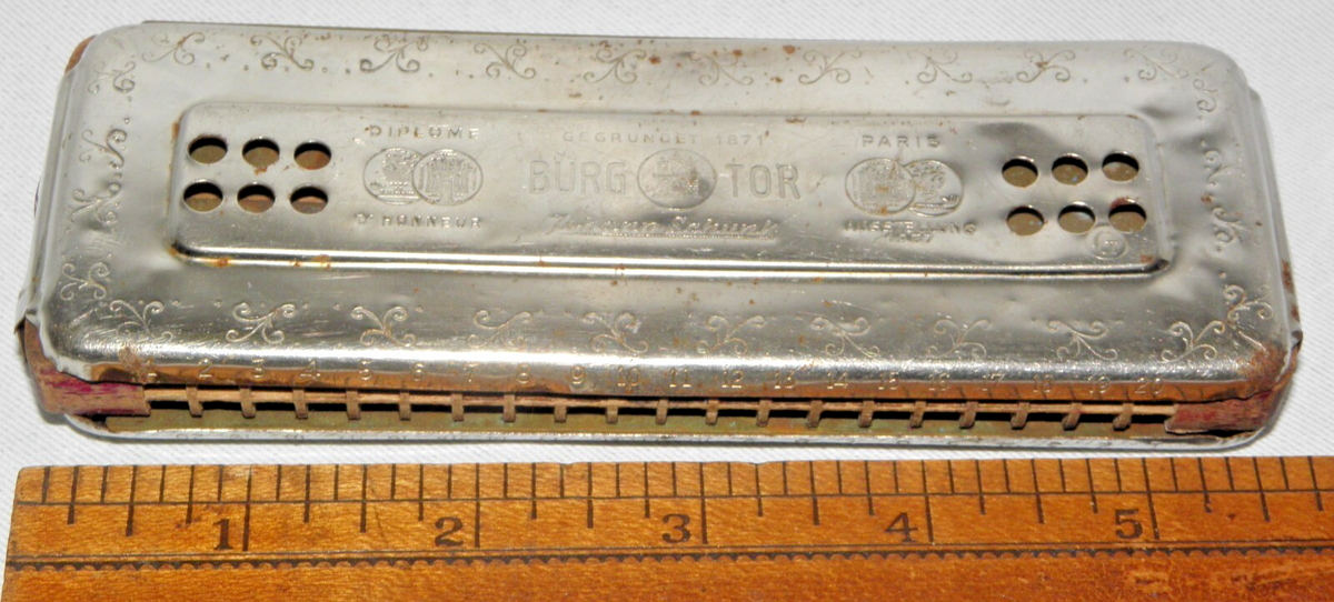 RARE Vintage Paradiesvogel Burg Tor Johann Schunk Harmonica in G