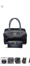 Coach Black Leather Satchel Handbag and Wallet Set