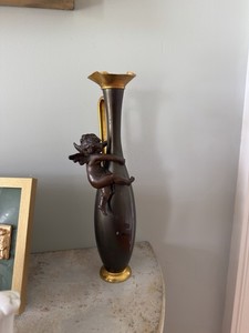 Antique French Decorative Angel Bronze Pitcher Single