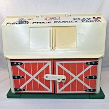 1967 Fisher Price Play Family Farm Barn 915 Little People Plastic Base Vintage