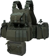 YAKEDA Outdoor Training Vest With PALS System One Size, Army Green 