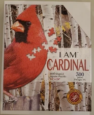 Madd Capp "I Am Cardinal" 300-Piece Bird-Shaped Jigsaw Puzzle Complete w/Poster