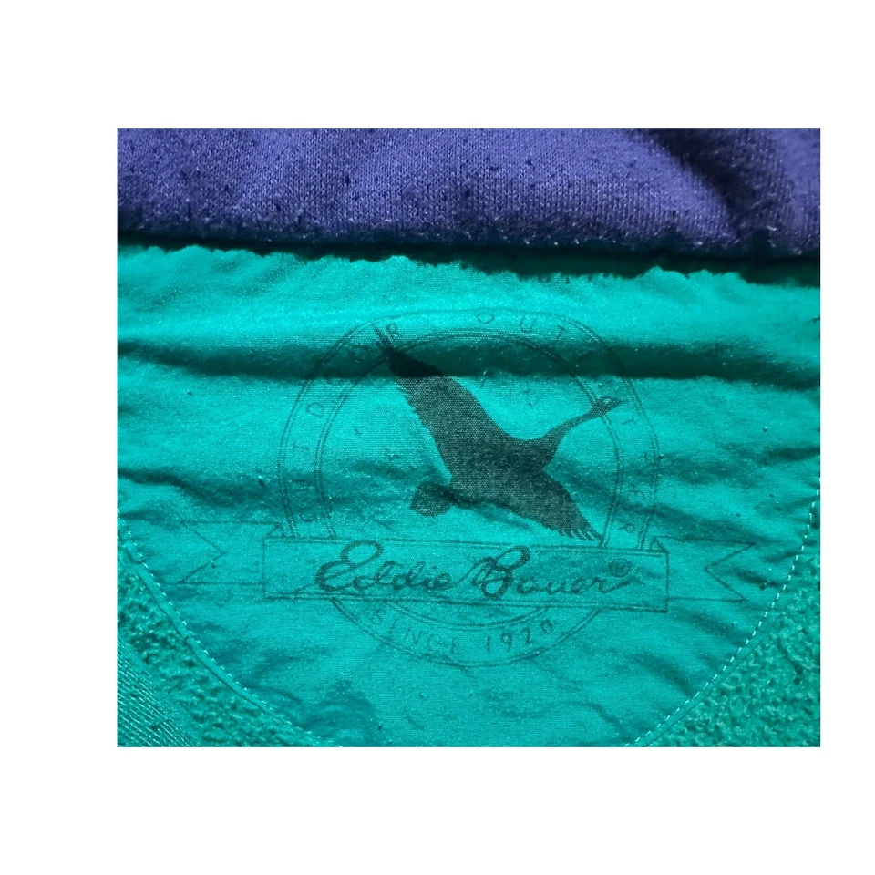 Chaqueta cortavientos Eddie Bauer vintage años 90 azul verde ropa deportiva 1/4 cremallera talla XL Foto 3 de 4
