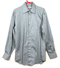 Claiborne Luxe Men  s 16 34-35 Large Wrinkle Free Gray Long Sleeve Button Shirt