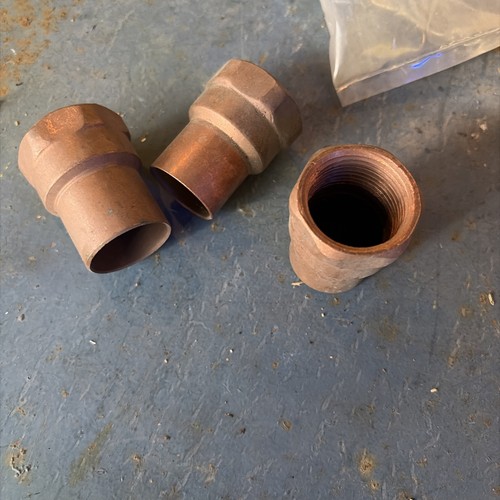 Lot of 3 - 1" x 1/2" Copper Reducing Tee Fittings CxCxC Sweat