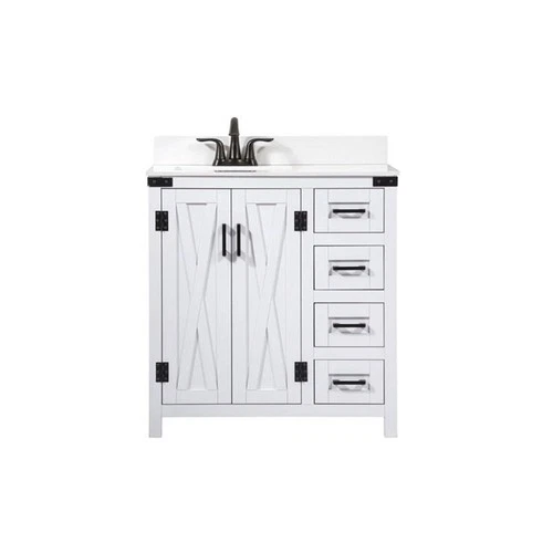 Elegant Decor Grant 32" MDF Single Bathroom Vanity with Backsplash in White - Picture 3 of 8