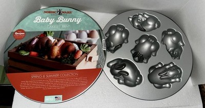 New Nordic Ware Baby Bunny Cakelet Pans Cast Aluminum 6 Rabbit Mold Easter Set 2