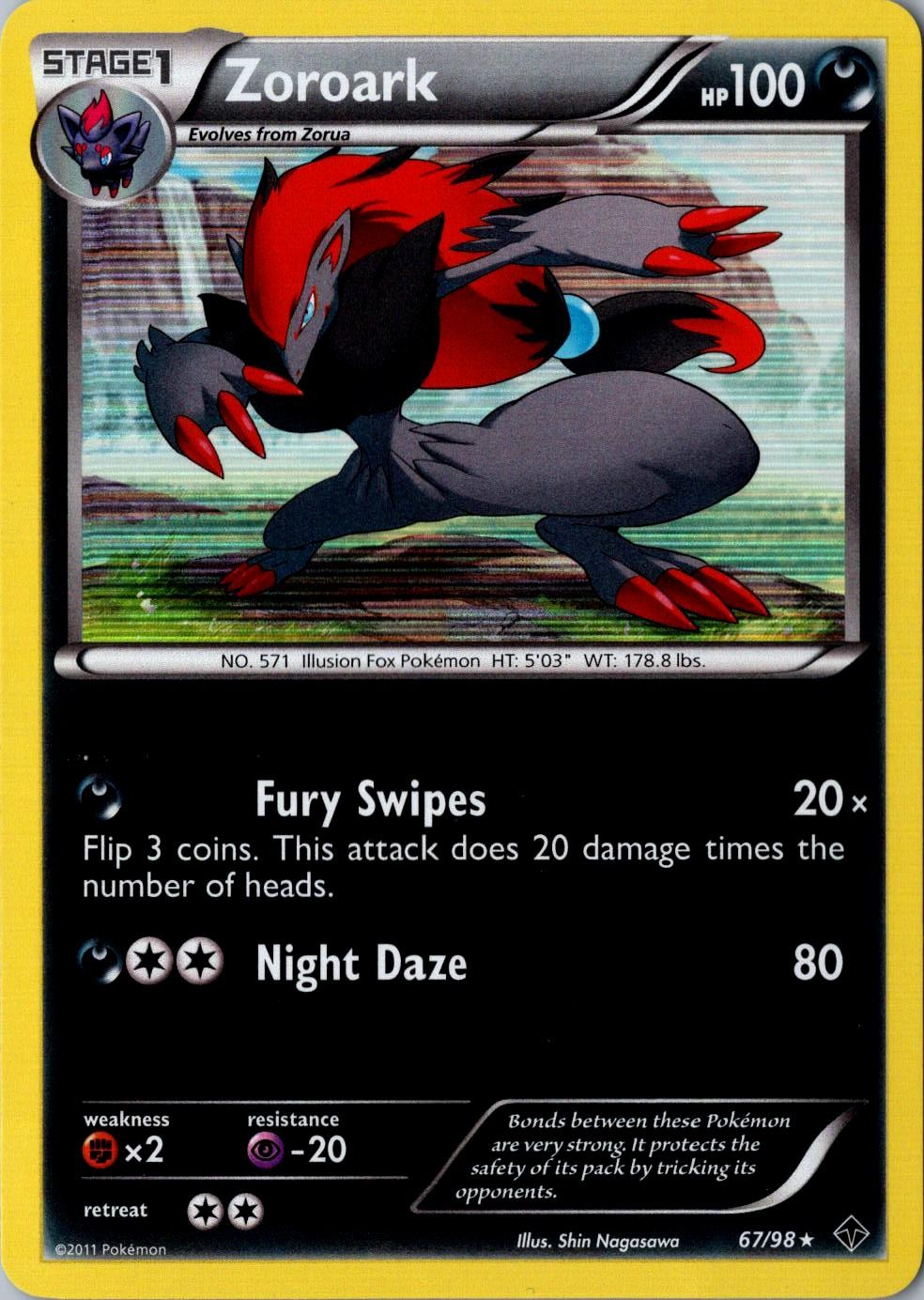 Zoroark Holo 67/98 Holo Rare Emerging Powers LP Pokemon Card