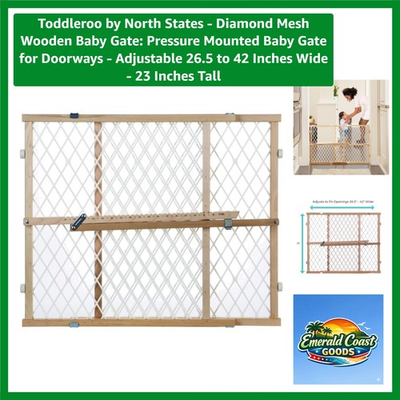 #ad Diamond Mesh Baby Gate 23quot; H Pressure Mounted for Doorways 26.5 42quot; $55.99