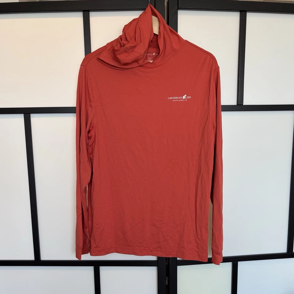 Camisa Caribbean Joe Para Hombre Mediana Naranja Manga Larga Sudadera con Capucha Protección Solar Exterior Foto 2 de 4