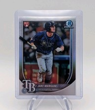 Jake Mangum 2025 Bowman Chrome Baseball Rookie Red Logo Refractor RC SP #50