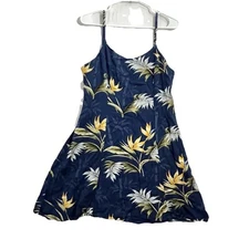 Paradise Found Hawaii Vintage Blue Spaghetti Strap Short Sundress Beach Sz Large