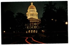 State Capitol Sacramento California ~ scarce night time lapse view postcard