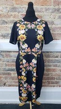 Black Floral Dress Size 18 100% Polyester womens