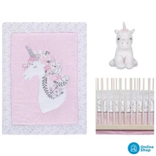 Sammy & Lou Unicorn Floral Baby Nursery Crib Bedding Set - 4pc