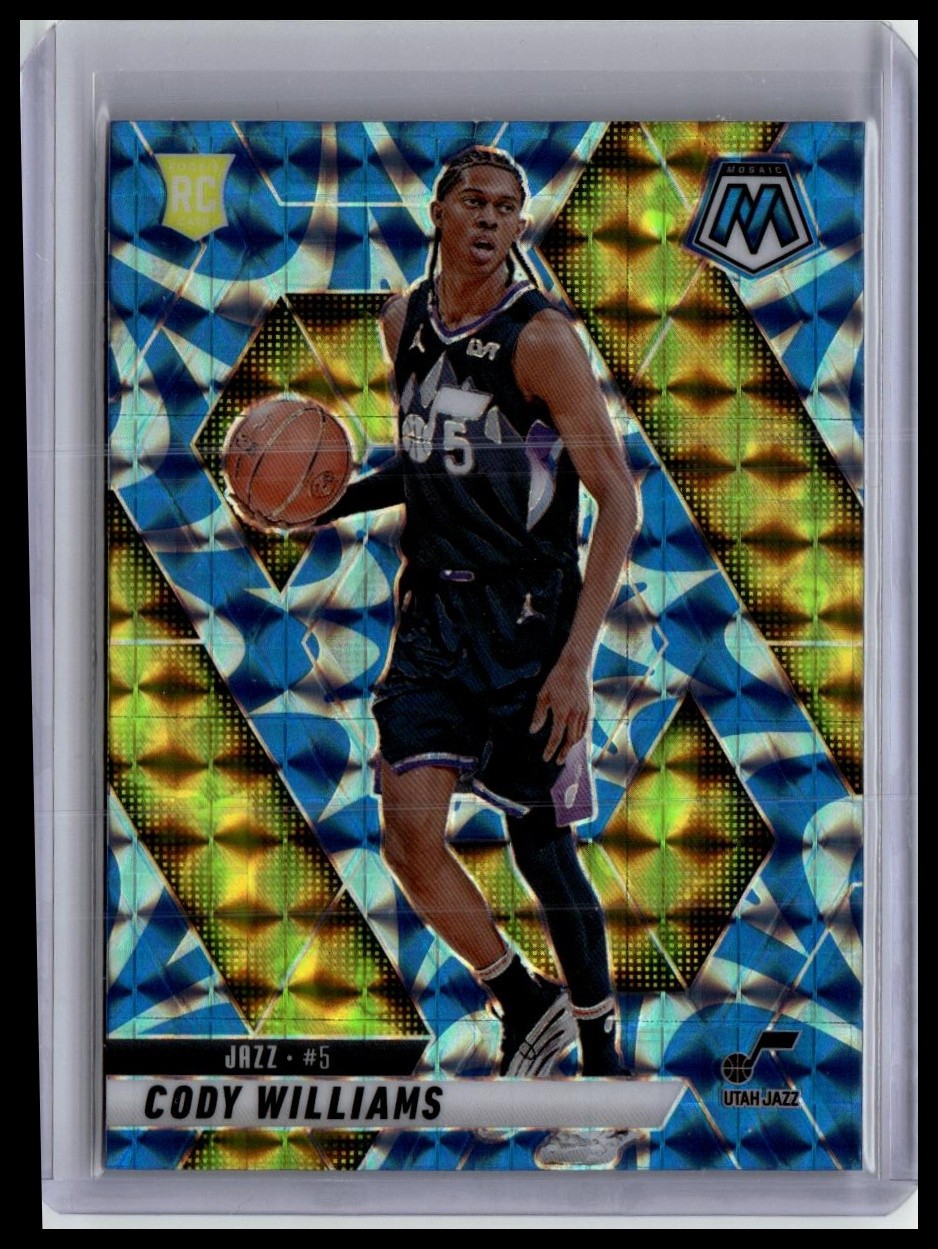2024-25 Panini Mosaic #207 Cody Williams Reactive Blue Mosaic