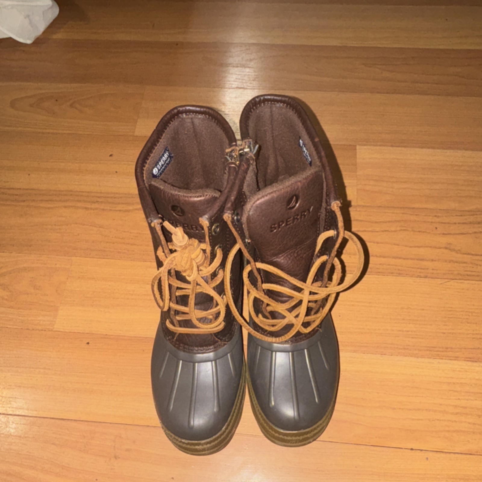 Sperry women   Brown Waterproof Leather Duck Boots Lace Up Lined Rubber Sole