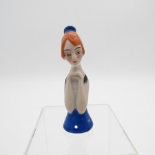Antique Goebel Doll, Cobalt Dress, with RED HAIR, Half Doll