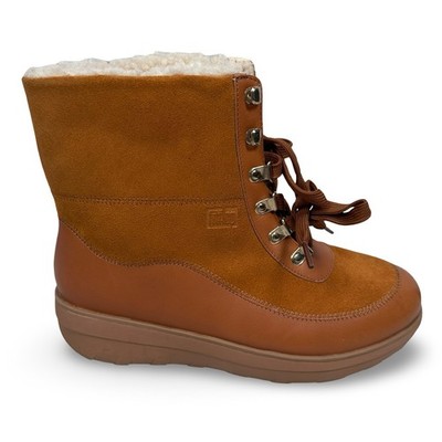 FitFlop Mukluk III Shorty Tan Leather Suede Shearling Lace Boot Womens 8.5 US 40