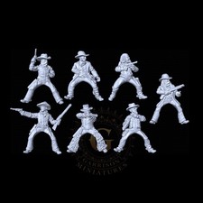 Mounted Outlaws X7: Wild West 32mm Unpainted Wargame and Diorama Miniatures