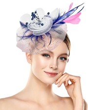 Fascinators Hat for Women Tea Party Veil Mesh Headband Feather Hat for Women ...