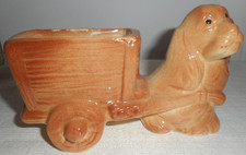 Carro de tirar jardinera Pottery Cocker Spaniel perro bronceado esmaltado 6" W x 3 1/2" T