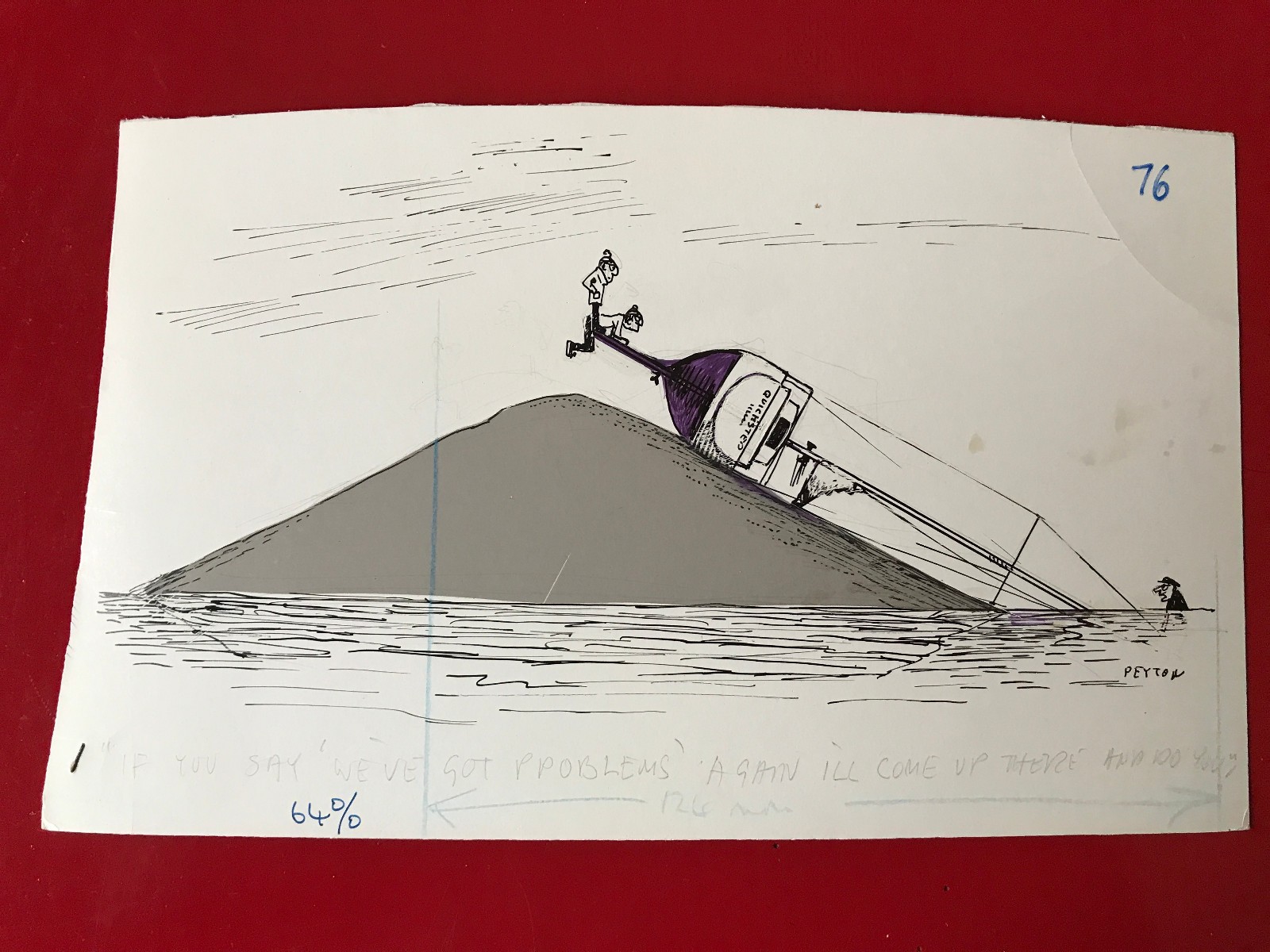 Mark Peyton. Original ink drawing. Marine. Humour