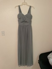 Birdy Grey Dress Women XS Hannah Crepe Sea Glass Maxi Bridesmaid Formal