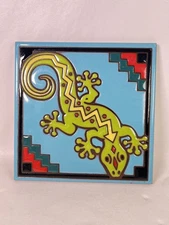 Earthtones Tile Trivet Hand Glazed Kiln Fired Southwest Lizard 