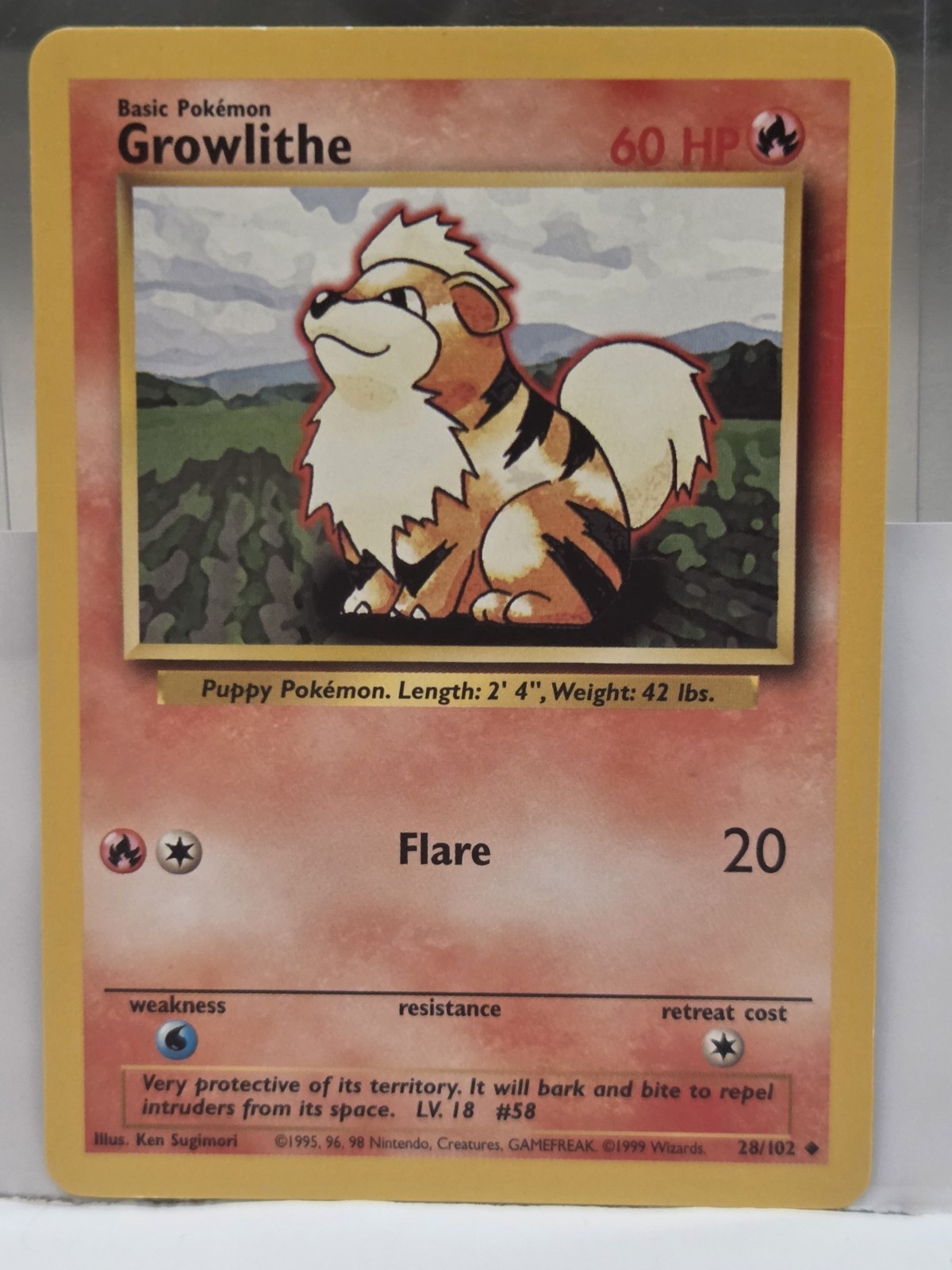 GROWLITHE  28/102  Base Set  Pokemon Card  MP