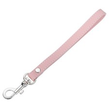 Leather Wristlet Strap for Purse, Keychain Bag Pink Leather, Silver Clasp 
