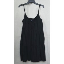 Old Navy Black Jack Tiered Cami Dress Womens L Cotton Dobby Dot Cottage Goth