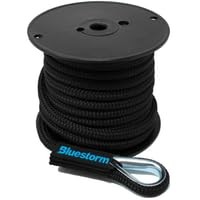 Bluestorm Double Braid Anchor Line 3/8 Inch x 50 Feet Black Made in USA
