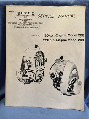 ROTEC Ultralight Service Manual Model 206 209 Aviation Aircraft Parts Guide
