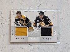 2000-01 SP GAME USED TOOLS OF THE GAME DUAL PATCH BOBBY ORR / RAY BOURQUE 30/50