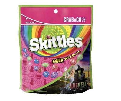 NEW Skittles Candy 7.2 oz. Sour Wild Berry Wicked Themed Grab n Go Size